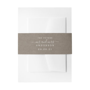 Chic Script Future Mr. Kraft Paper Wedding Uitnodigingen Wikkel