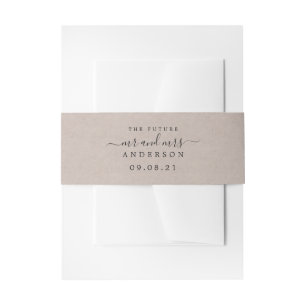 Chic Script Future Mr. Kraft Paper Wedding Uitnodigingen Wikkel
