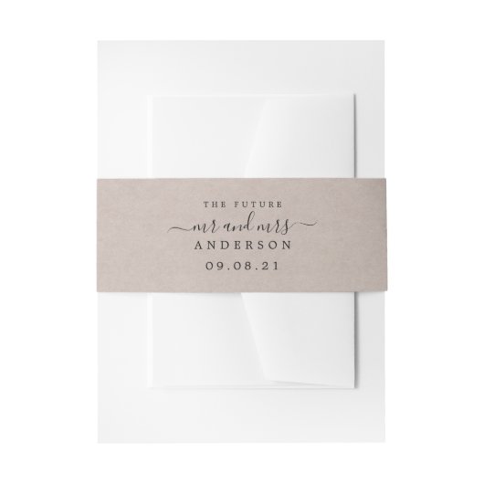 Chic Script Future Mr. Kraft Paper Wedding Uitnodigingen Wikkel (Voorkant Voorbeeld)