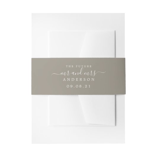 Chic Script Future Mr Mrs Gray Wedding Uitnodigingen Wikkel (Voorkant Voorbeeld)