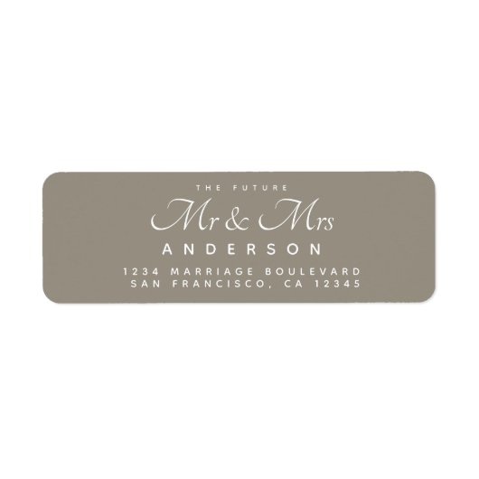 Chic Script Future Mr Mrs Wedding Address Etiket (Voorkant)
