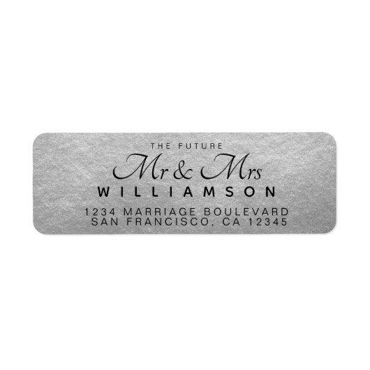 Chic Script Future Mr Mrs Wedding Address Etiket (Voorkant)