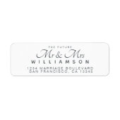 Chic Script Future Mr Mrs Wedding Address Etiket (Voorkant)