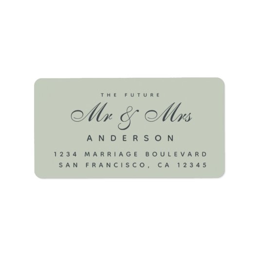Chic Script Future Mr Mrs Wedding Address Label (Voorkant)