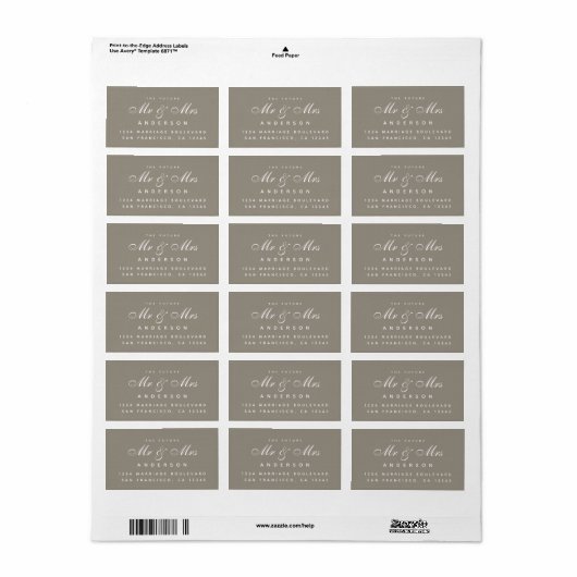 Chic Script Future Mr Mrs Wedding Address Label (Full Sheet)