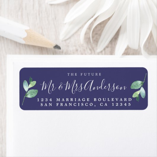Chic Script Future Mr Mrs Wedding Return Address Etiket (Insitu)