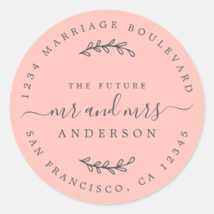 Chic Script Future Mr Mrs Wedding Return Address Ronde Sticker