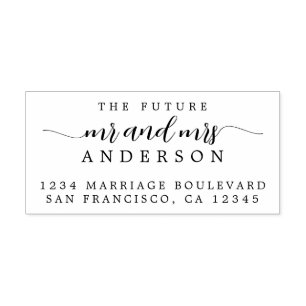 Chic Script Future Mr Mrs Wedding Return Address Zelfinktende Stempel