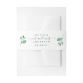 Chic Script Future, Mrs Green Foliage Wedding Uitnodigingen Wikkel (Voorkant Voorbeeld)