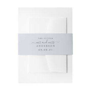 Chic Script Future, Mrs Ice Blue Wedding Uitnodigingen Wikkel
