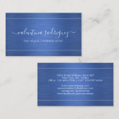 Chic Script geborsteld Royal Blue Modern Minimalis Visitekaartje (Voorkant / Achterkant)