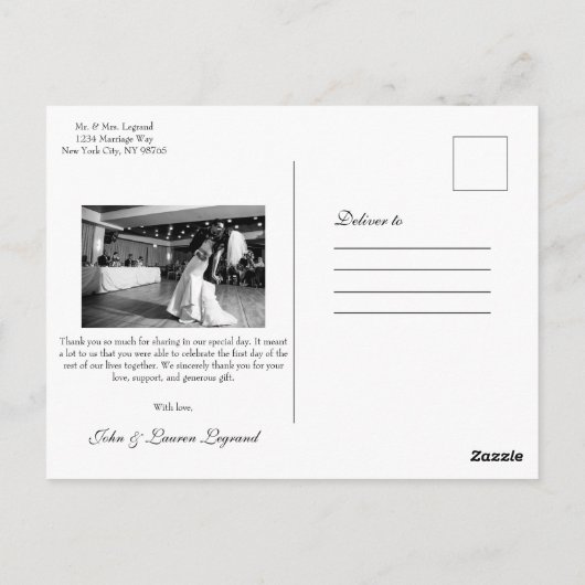 Chic Script Geletterde bruiloft Dank u Briefkaart (Achterkant)