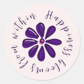 Chic Script - Geluk bloeit van binnenuit - Flower Ronde Sticker (Voorkant)