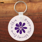 Chic Script - Geluk bloeit van binnenuit - Flower Sleutelhanger (Achterkant)