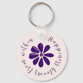 Chic Script - Geluk bloeit van binnenuit - Flower Sleutelhanger (Achterkant)