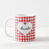 Chic Script Girly Red White Gingham Custom Name Koffiemok (Links)