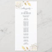 Chic Script Gold Floral Roos Simple Wedding Programma (Achterkant)