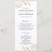 Chic Script Gold Floral Roos Simple Wedding Programma (Voorkant)