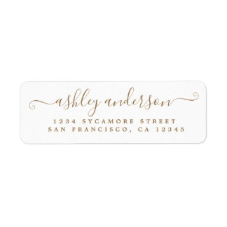Chic Script Gold Ink Name Return-adres Etiket