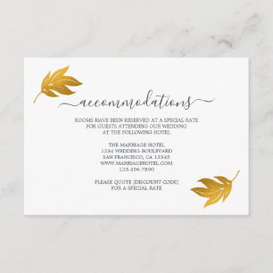 Chic Script Gold Leaf Weddeninformatie Informatiekaartje