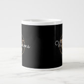 Chic Script Gold Monogram zwart op maat Extra Grote Beker (Voorkant)