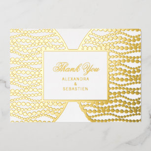 Chic Script Golden Pearls Gold Foil Hartelijk dank Folie Uitnodiging