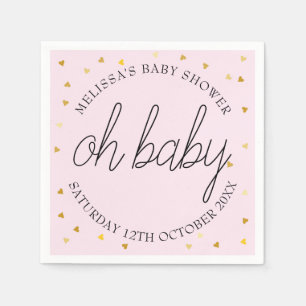 Chic script gouden hart babymetjes shower oh baby servet