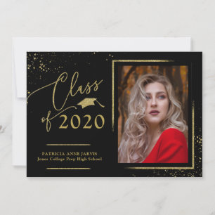 Chic Script Grad aankondiging Goud Glitter Foto
