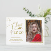 Chic Script Grad aankondiging goud glitters foto (Staand voorkant)