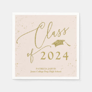 Chic Script Grad aankondiging goud glitters Servet