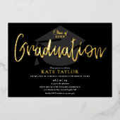 Chic Script Graduation Party Gold Foil Invitation (Recto)