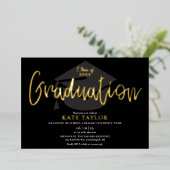 Chic Script Graduation Party Gold Foil Invitation (Debout devant)