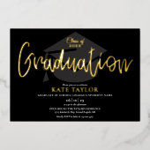 Chic Script Graduation Party Gold Foil Invitation Folie Uitnodiging (Voorkant)