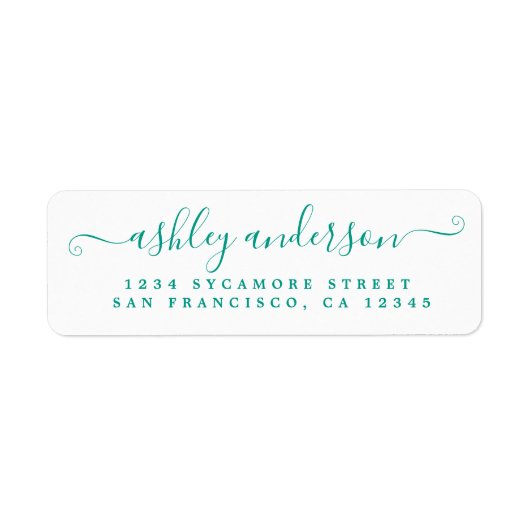Chic Script Green Ink Name Return Label (Voorkant)