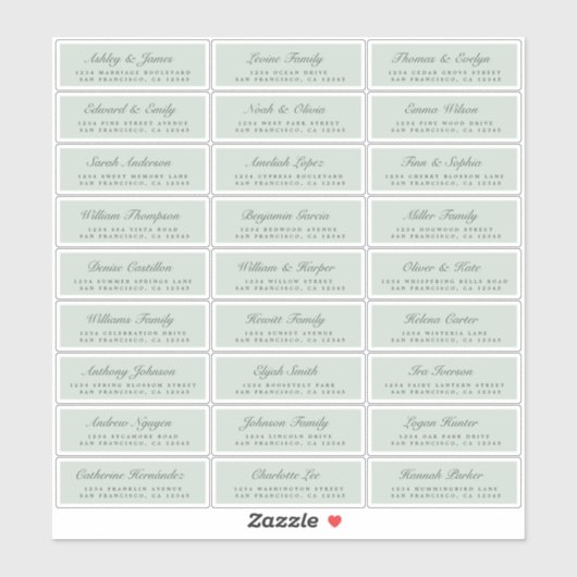 Chic Script Green Mariage Étiquette de adresse inv (Feuille)