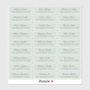 Chic Script Green Wedding Guest Adresetiketten Sticker