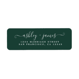 Chic Script Green Wedding Return-adres Etiket