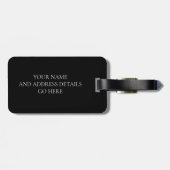 Chic script groen goud monogram zwart bagagelabel (Achterkant horizontaal)