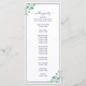 Chic Script Groen Loof Navy Blauwe Rand Trouw Programma (Achterkant)