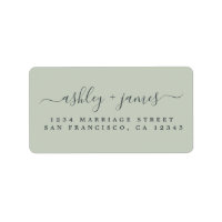 Chic Script Groene Huwelijks Retouradres Label