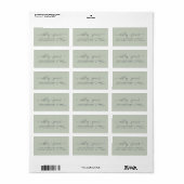Chic Script Groene Huwelijks Retouradres Label (Full Sheet)