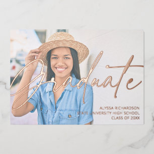 Chic Script H Foto Graduation Party Folie Uitnodiging