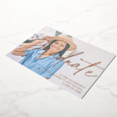 Chic Script H Foto Graduation Party Folie Uitnodiging (Gedraaid)