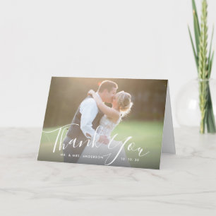 Chic Script Hand Lettered Photo Wedding Hartelijk  Kaart