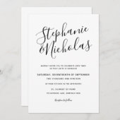 Chic Script Hand Writing Wedding Invite Kaart (Voorkant / Achterkant)