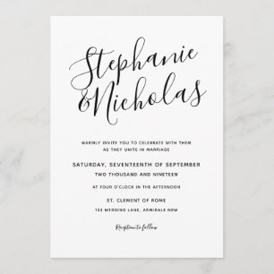 Chic Script Hand Writing Wedding Invite Kaart