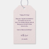 Chic Script Happy Birthday! roze ballon Cadeaulabel (Achterkant)