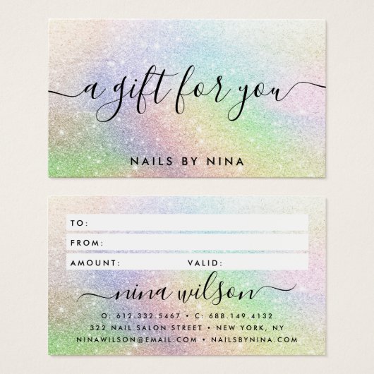 Chic script holographique parties scintillant arc- (Devant & derrière)