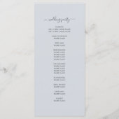 Chic Script Ice Blue Eenvoudig Minimaal Huwelijk Programma (Achterkant)