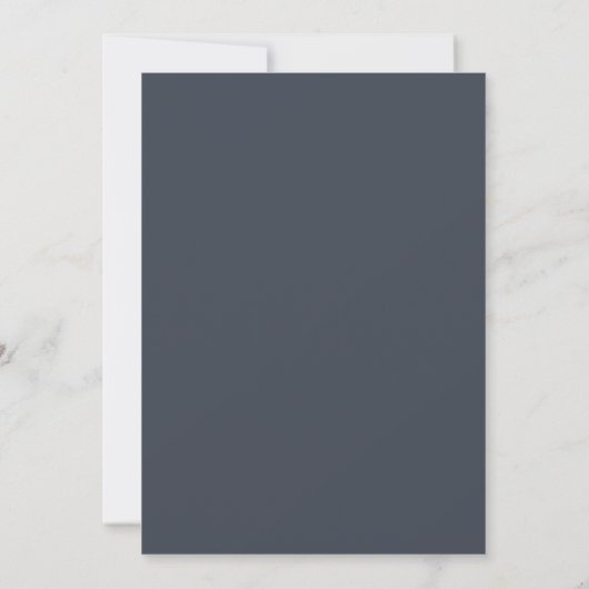 Chic Script Ivory Foliage Donkerblauw Huwelijk Kaart (Achterkant)